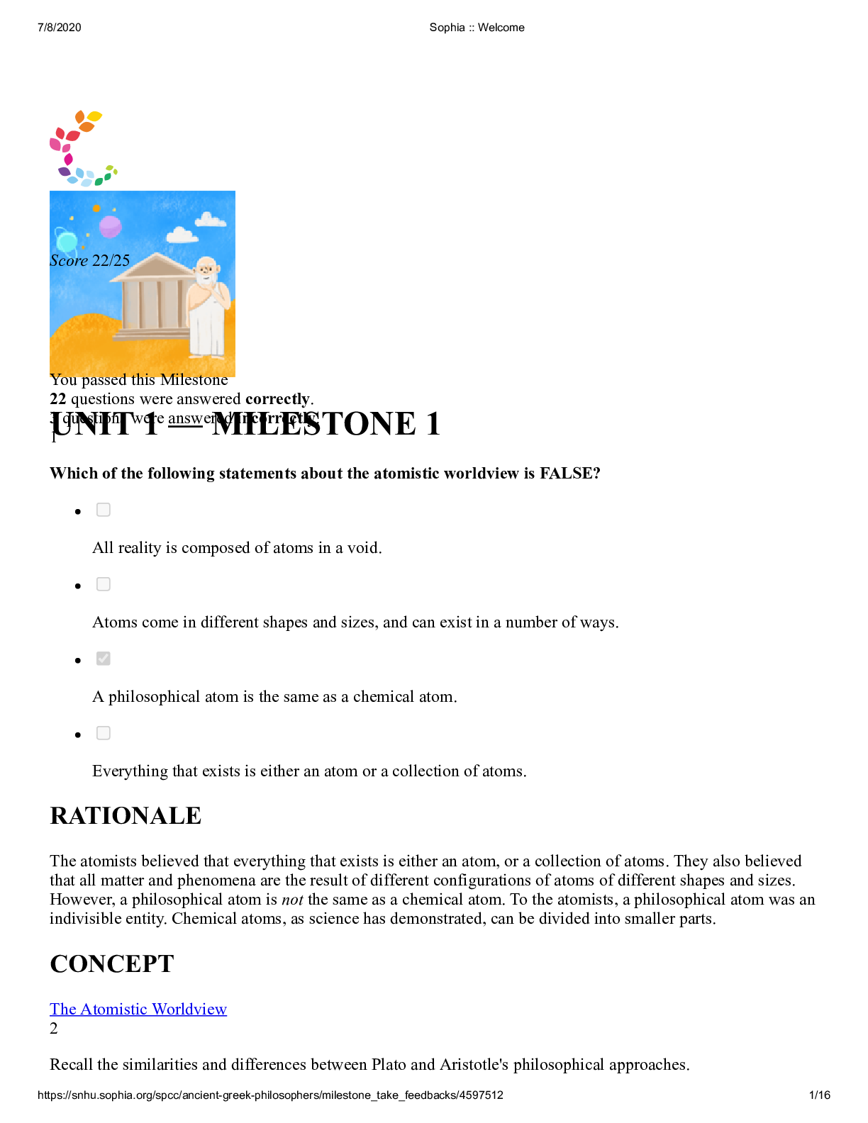 Preview image for Sophia Ancient Greek Philosophers Final, Questions with Complete Answers Graded 97%